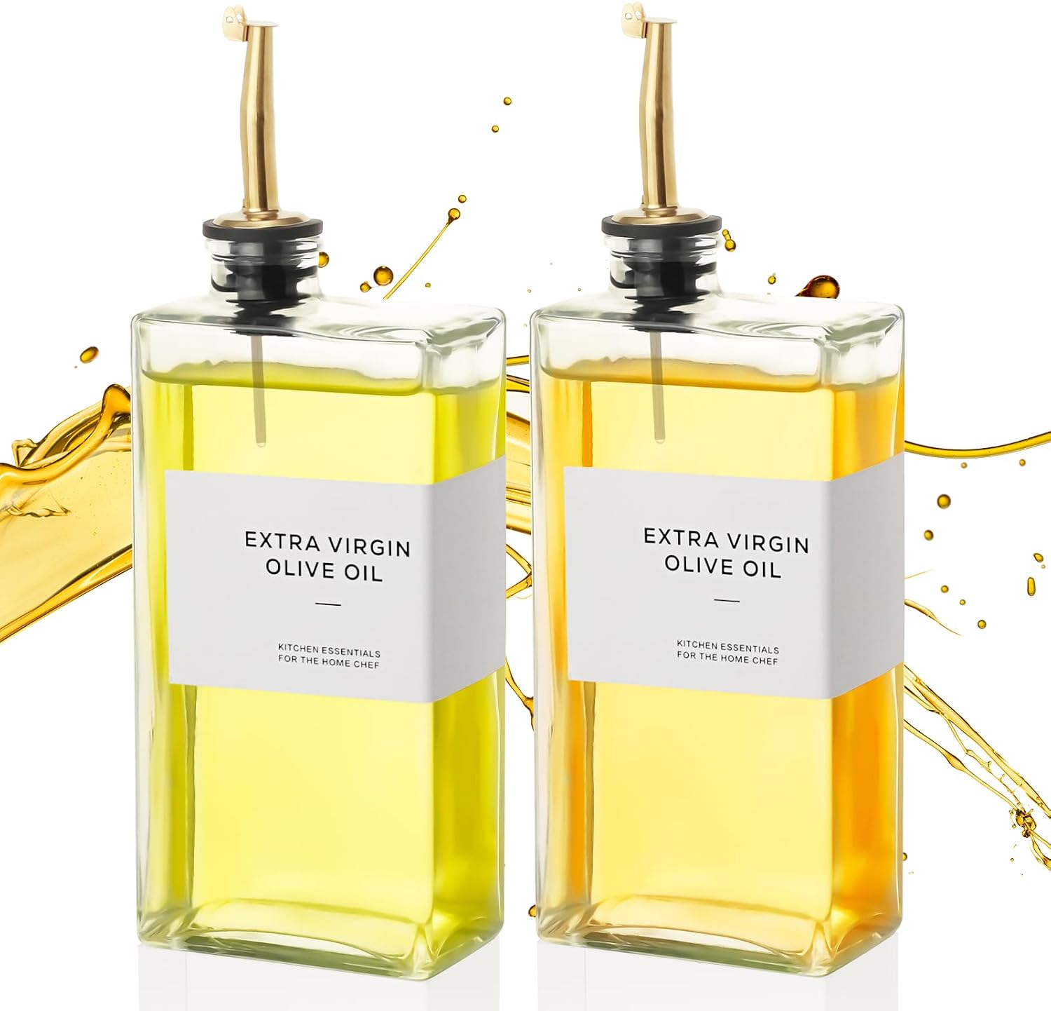 VINATO Set Olio & Aceto 2x500ml Vetro + Beccucci Dorati