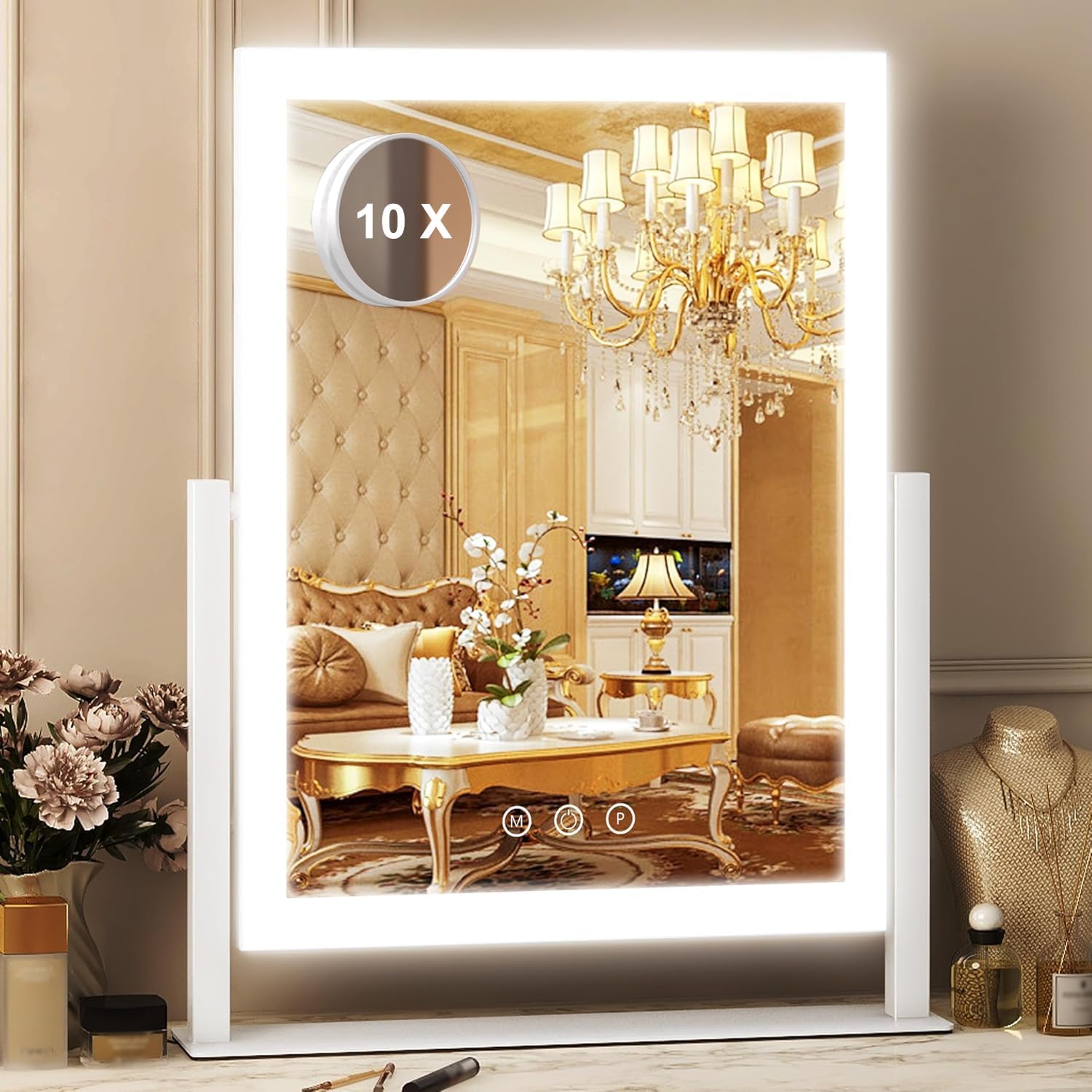Specchio Trucco LED SURFOU 27x37cm con Luci 3 Temperature