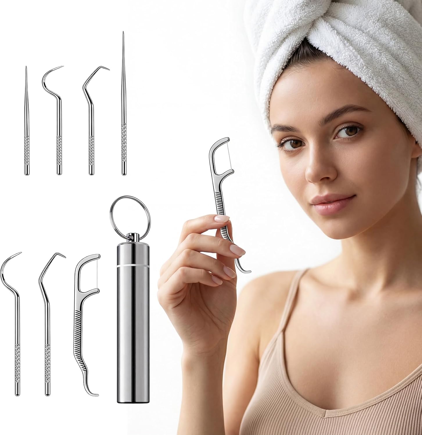 Set stuzzicadenti acciaio inox 7 pezzi - Riutilizzabili e portatili