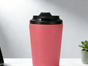 Tazza in acciaio inox 350 ml con coperchio rosso