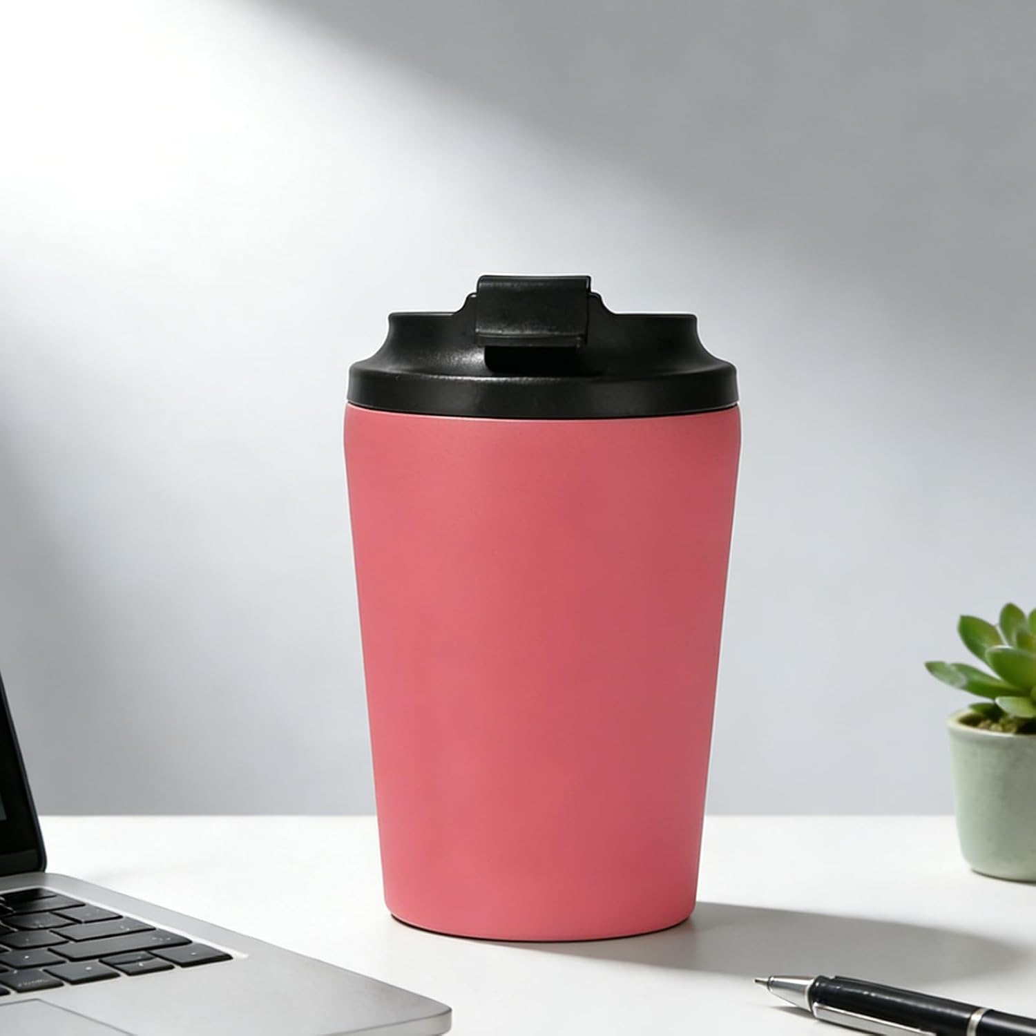 Tazza in acciaio inox 350 ml con coperchio rosso
