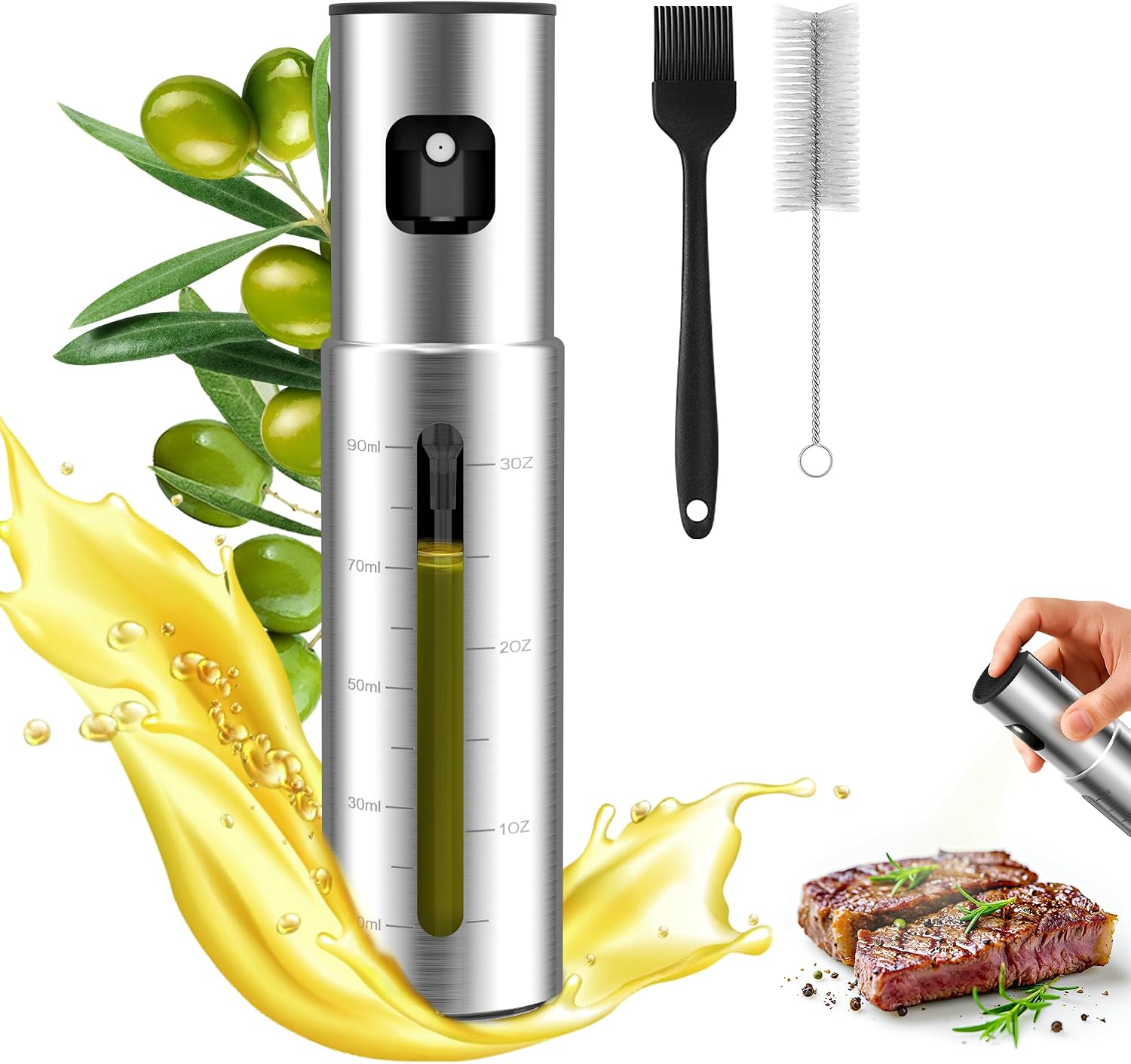 KitchenBoss Spruzzino Olio per Friggitrice Aria Inox 100ml