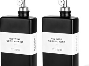 Set 2 Bottiglie Olio Vetro 350ml con Beccuccio e Etichette
