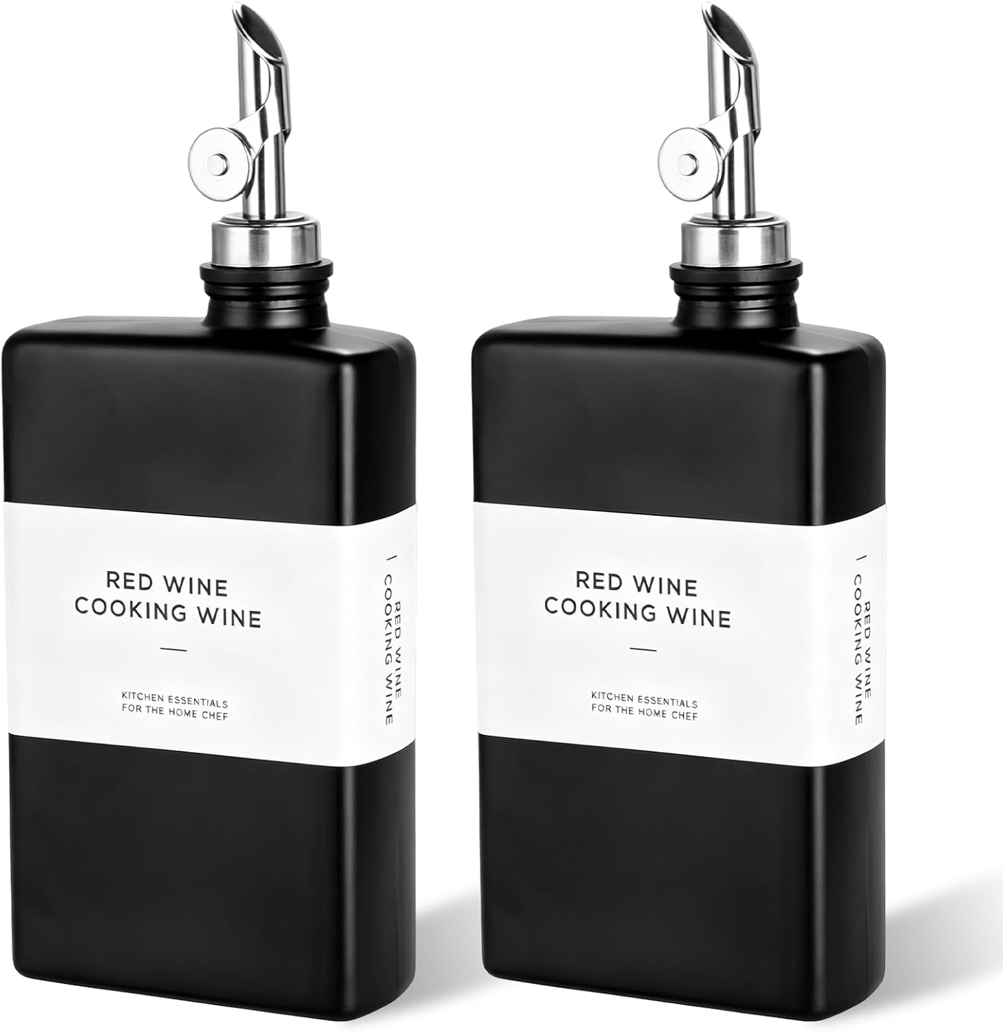 Set 2 Bottiglie Olio Vetro 350ml con Beccuccio e Etichette