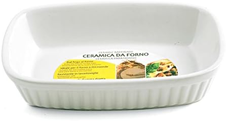 Pirofila Rettangolare in Ceramica Bianca 23,5x18x5 cm
