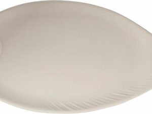 Piatto ovale ceramico Kos 37 cm, stile Coastal, bianco