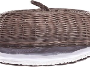 Cestino pane in vimini wenge Ø33 cm - Con coperchio
