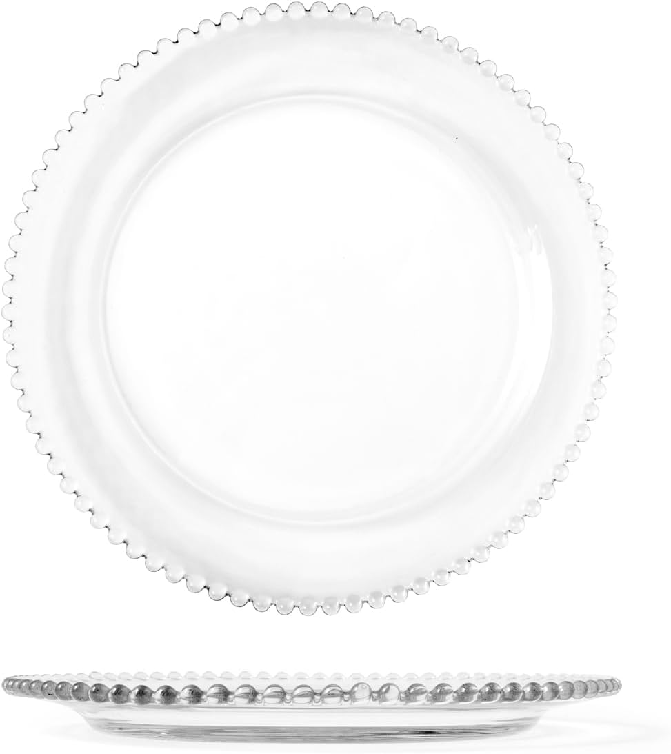 Set 6 piatti vetro trasparente Collier 34 cm - H&H