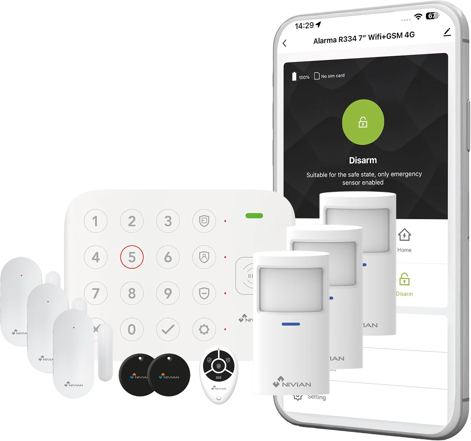 Nivian Antifurto WiFi: Kit Wireless Casa/Ufficio con RFID