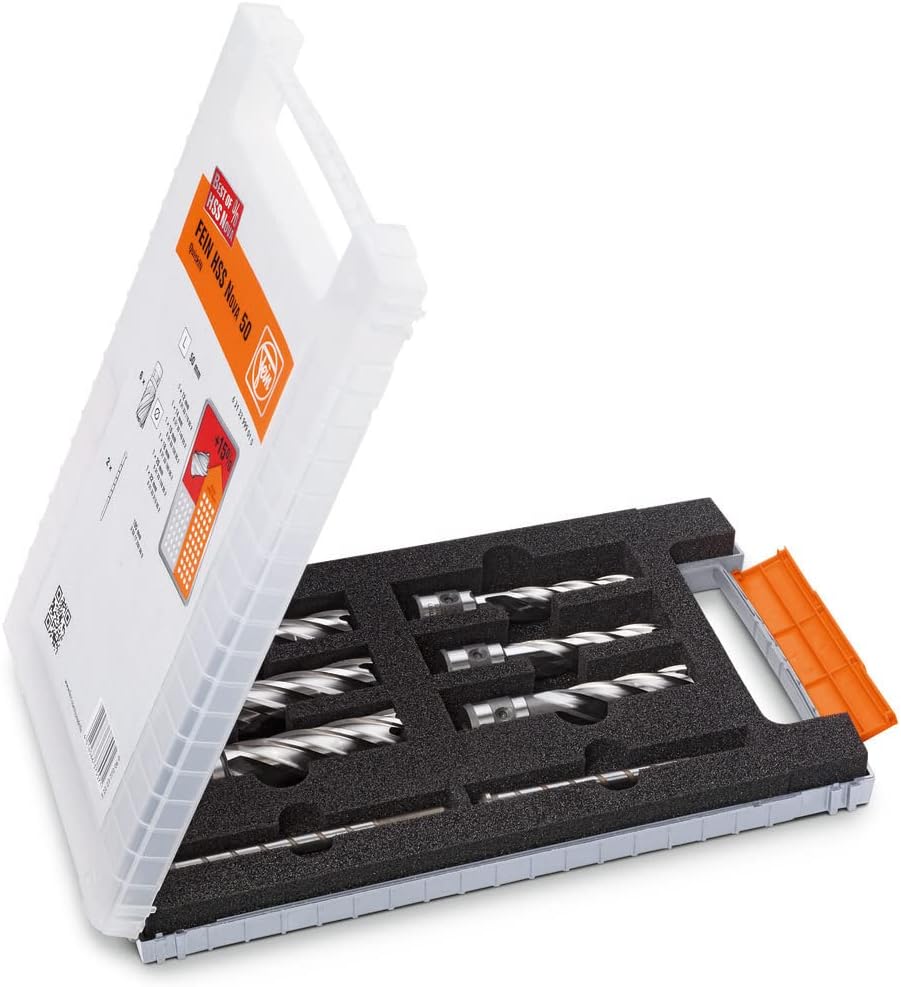 FEIN Set 6 frese a corona HSS 3/4" Weldon + perni in valigetta