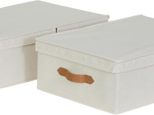 Set 2 Scatole Armadio Premium in Cotone-Lino M - Beige