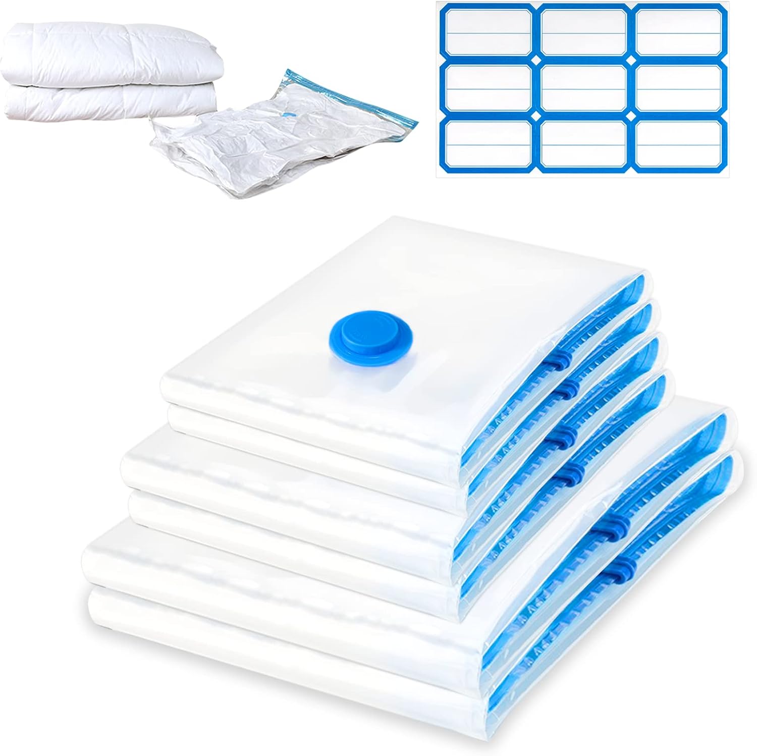 Set 6 sacchetti sottovuoto vestiti XL – 3 misure per viaggi e casa