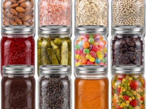 Set 12 Barattoli Vetro 473 ml NutriChef con Coperchi