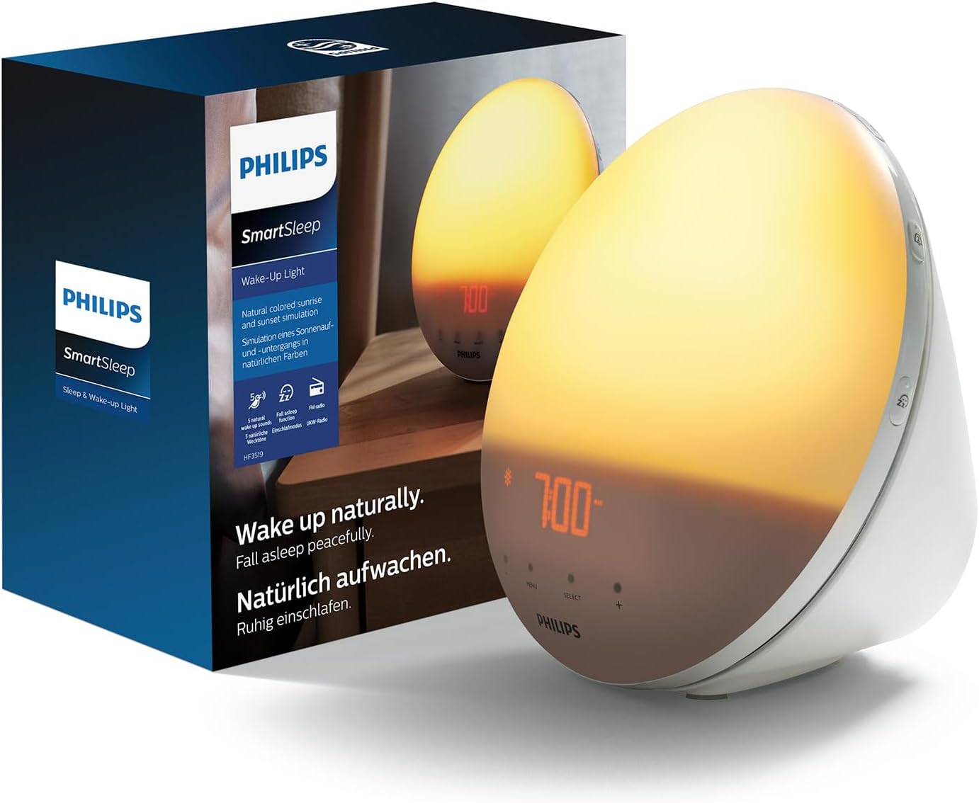 PHILIPS SmartSleep Wake-up Light HF3521/01 - Sveglia con simulazione alba