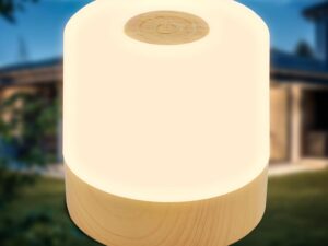 Mini lampada LED B.K.Licht con effetto legno, 7x7 cm