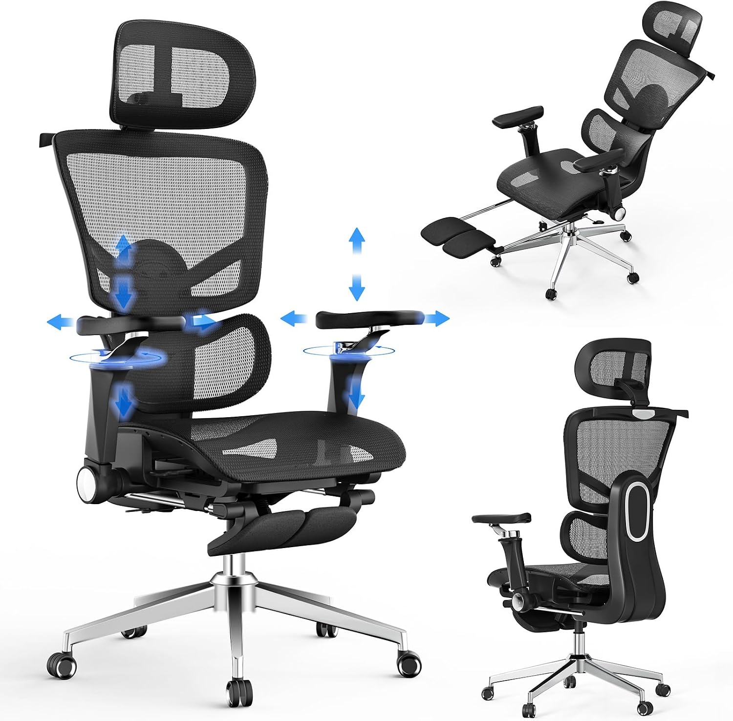 Naspaluro Sedia Ufficio Ergonomica con Poggiapiedi