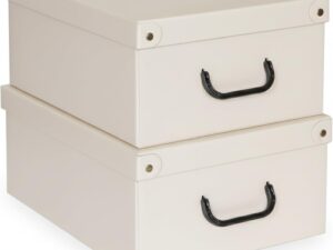 Set 2 Scatole Armadio Portaoggetti Beige 32x42x17 cm