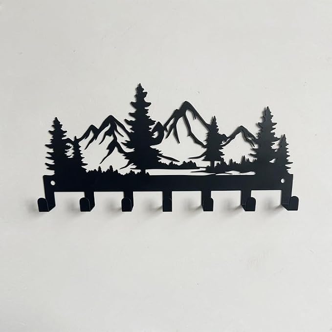 Gancio porta chiavi a tema montagna, 7 ganci neri