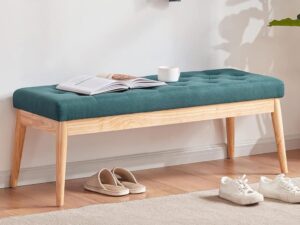 BAKAJI Panca Fondoletto in Legno con Cuscino Verde