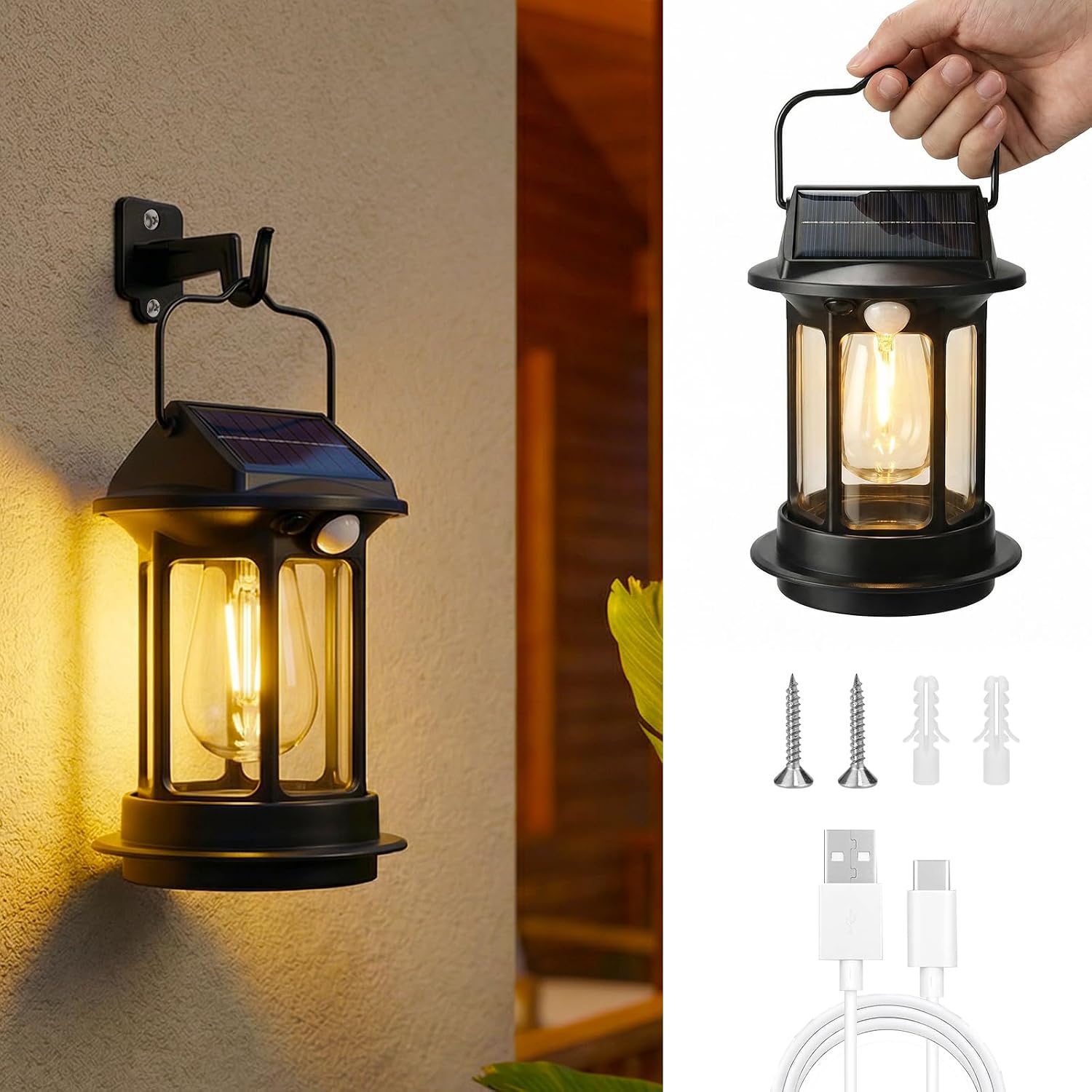 Lanterne LED solari e USB con sensore di movimento