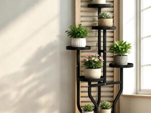 Supporto piante 6 ripiani in metallo con ruote