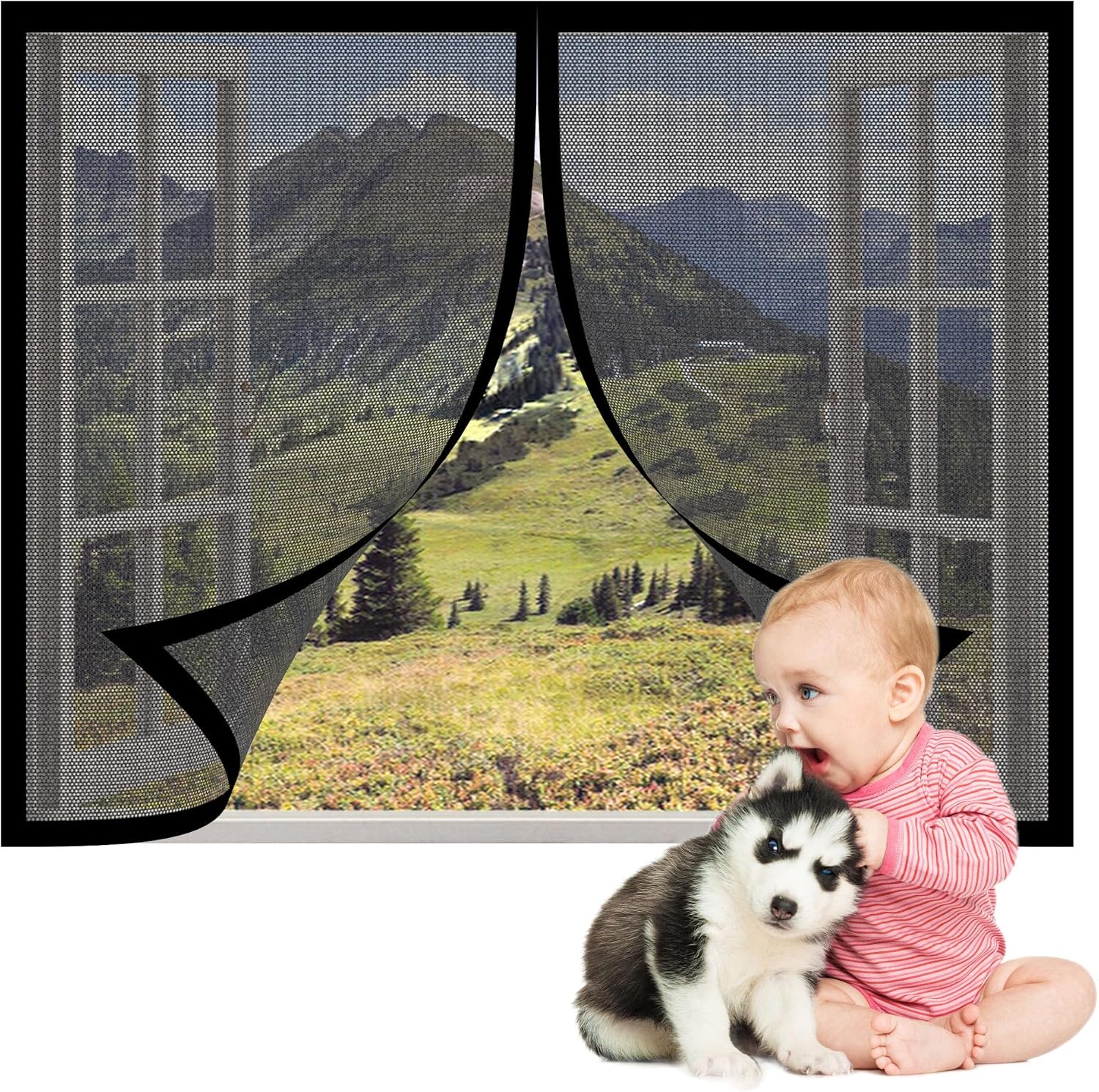 Zanzariera magnetica porta finestra 106x165 cm, nero