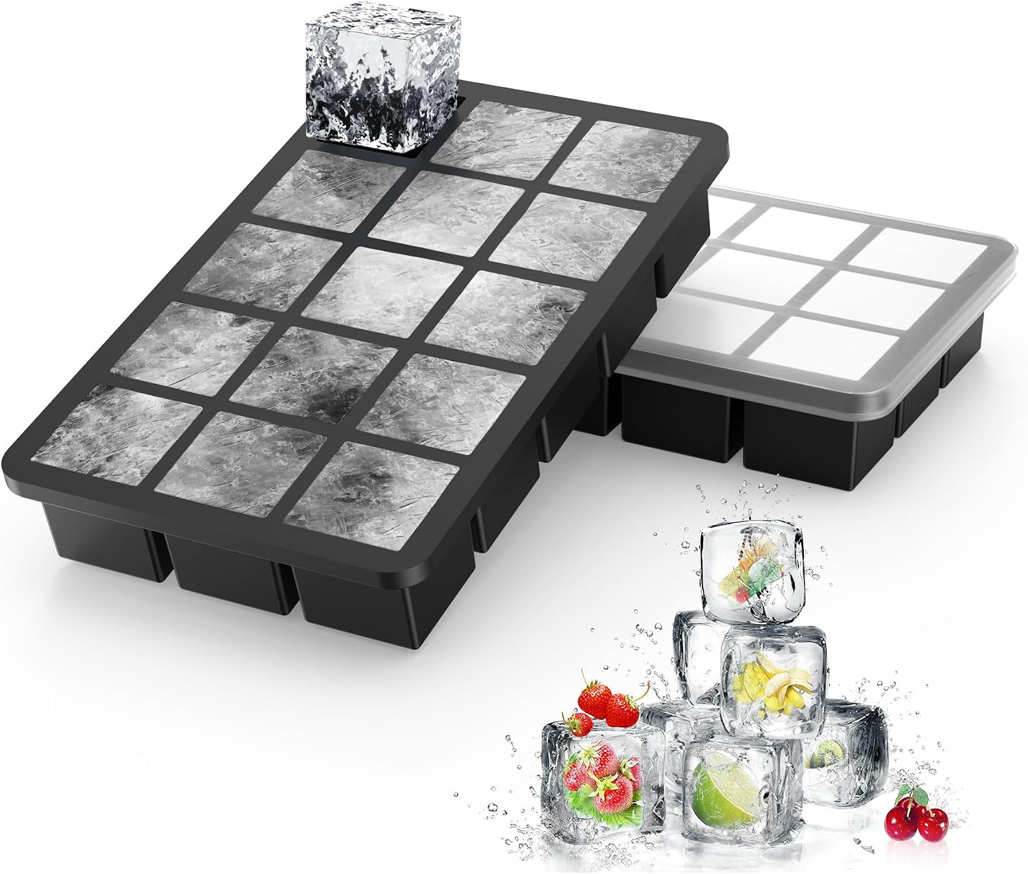 Ankway Stampo ghiaccio silicone 30 cubetti, coperchio incluso
