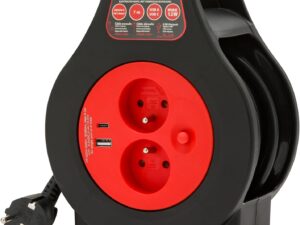 Velamp Avvolgicavo 7m con 2 prese Schuko e USB