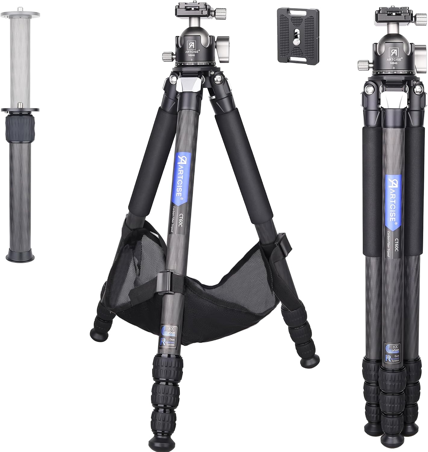 ARTCISE Treppiede Carbonio CT60C Ultracompatto + Testa a Sfera