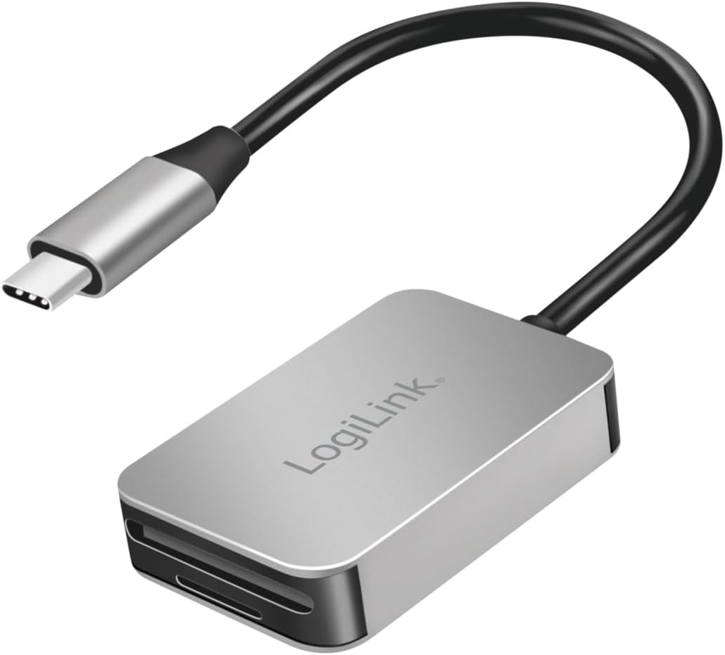 LogiLink CR0050 - Lettore schede USB-C duale, alluminio