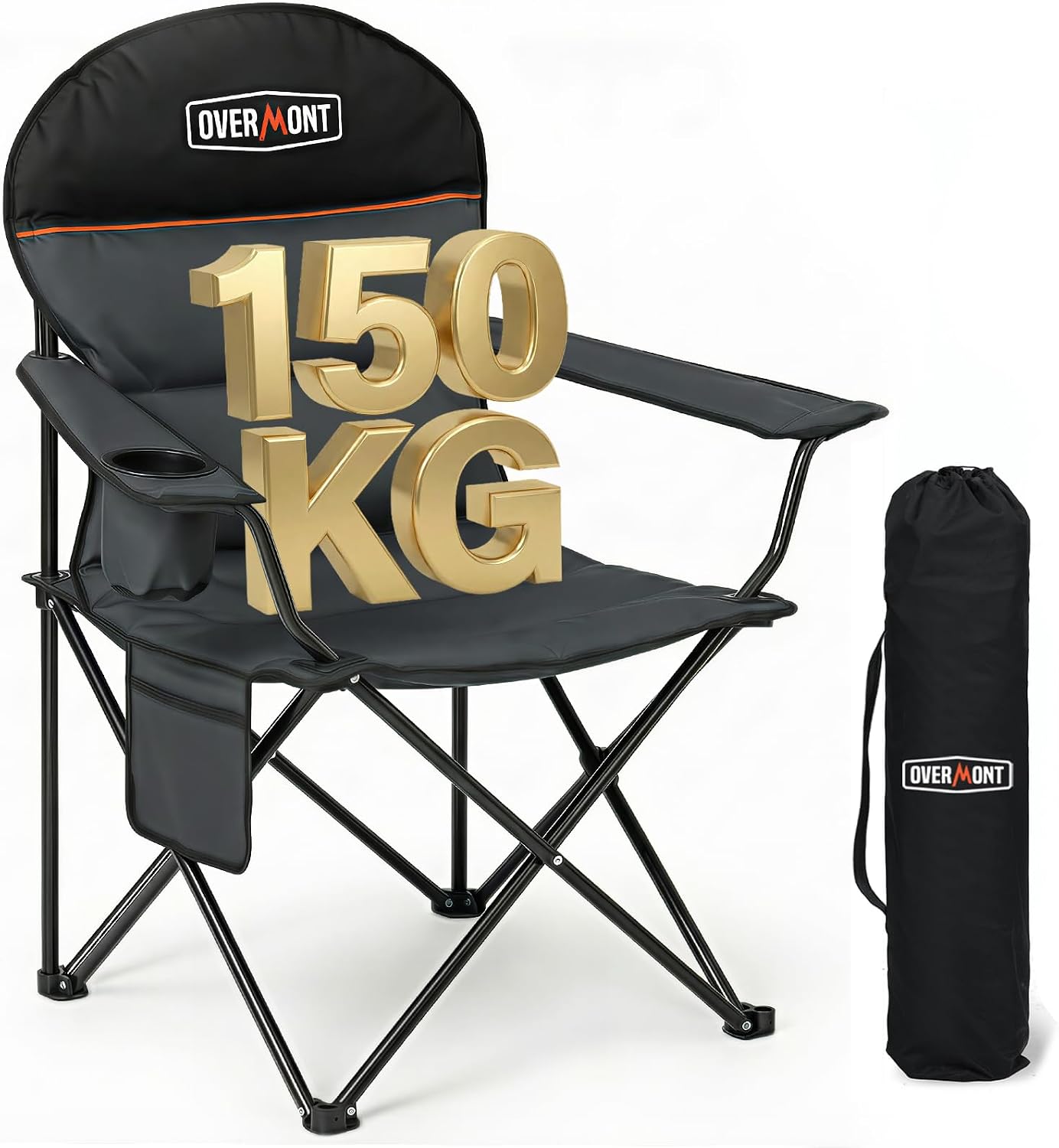 Sedia Pieghevole OVERMONT per Esterni - 150 kg, Portatile
