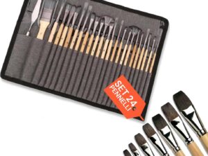 Set Pennelli Avilia 24 pz - Professionali per Acrilico, Olio e Acquerello