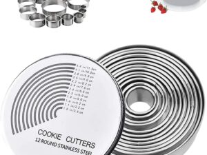12 Formine per Biscotti in Acciaio Inox Rotonde