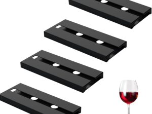 Porta bicchieri da vino sospeso, nero - 4 pezzi