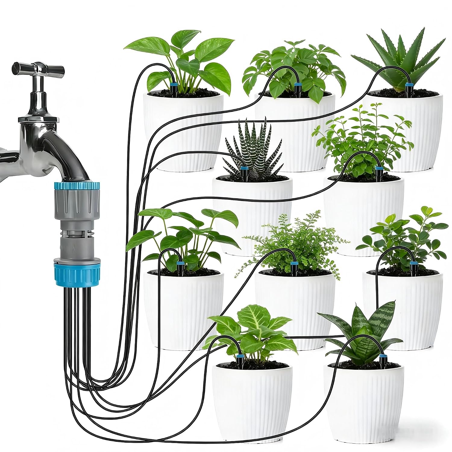 Sistema irrigazione goccia per piante in vaso e serra