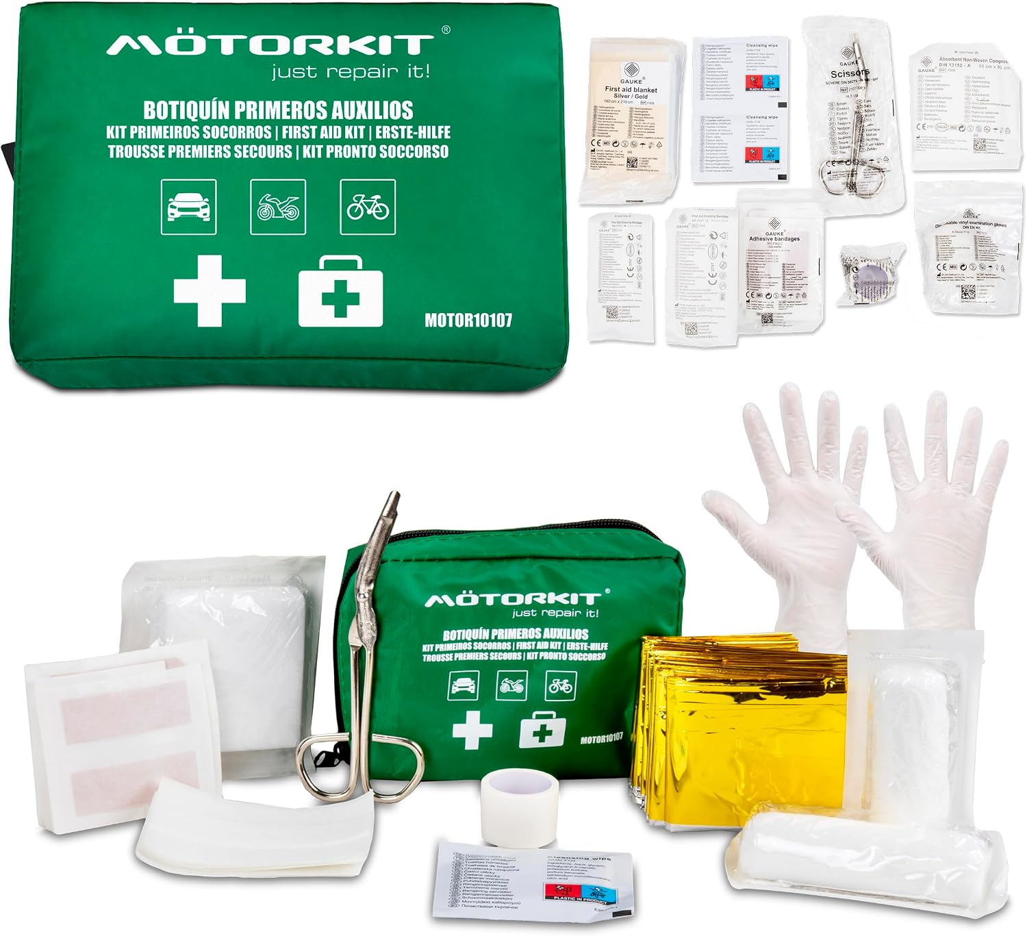 Kit Pronto Soccorso 26 Pezzi per Auto Moto Bici