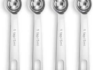 Set 4 cucchiaini dosatori 5 ml in acciaio inox