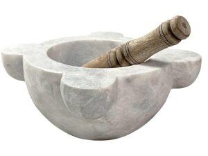 Mortaio in Marmo Carrara 25 cm con Pestello in Legno