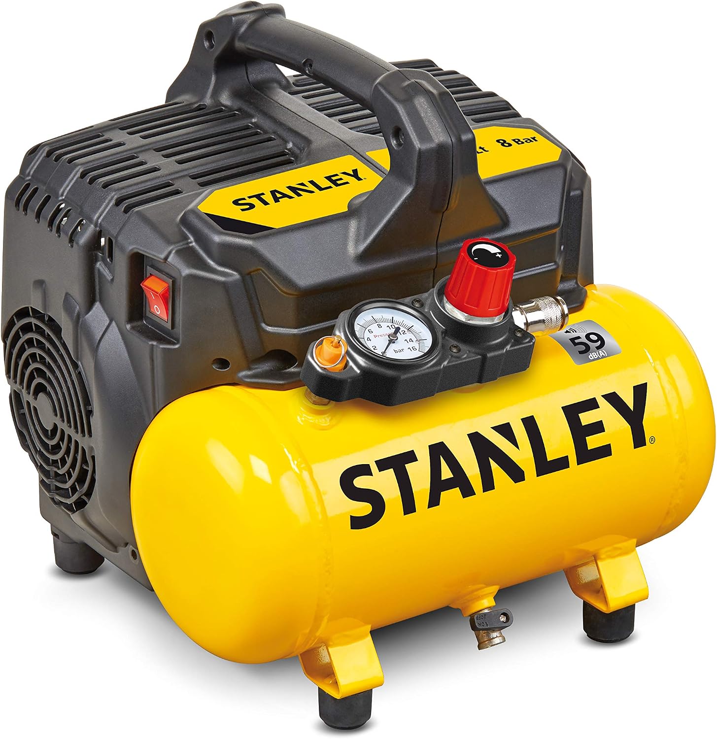 STANLEY Compressore Aria Portatile DST100/8/6 - 8 Bar, 6L, Silenziato