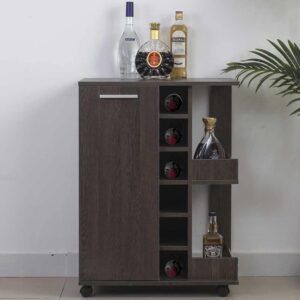 BAKAJI Angolo Bar Cantinetta in Legno 6 Posti con Portacalici
