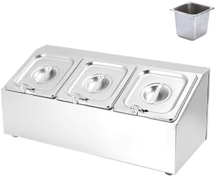 SaryEdge Stazione Condimenti Pizza, 4 vaschette inox con coperchi
