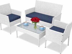 Set Salotto Giardino BAKAJI: Divano + 2 Poltrone + Tavolino