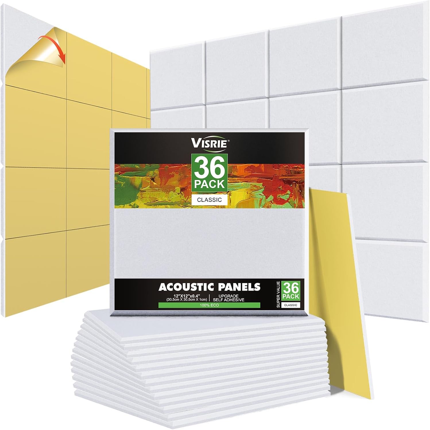 Confezione 36 pannelli acustici bianchi 30,5x30,5 cm