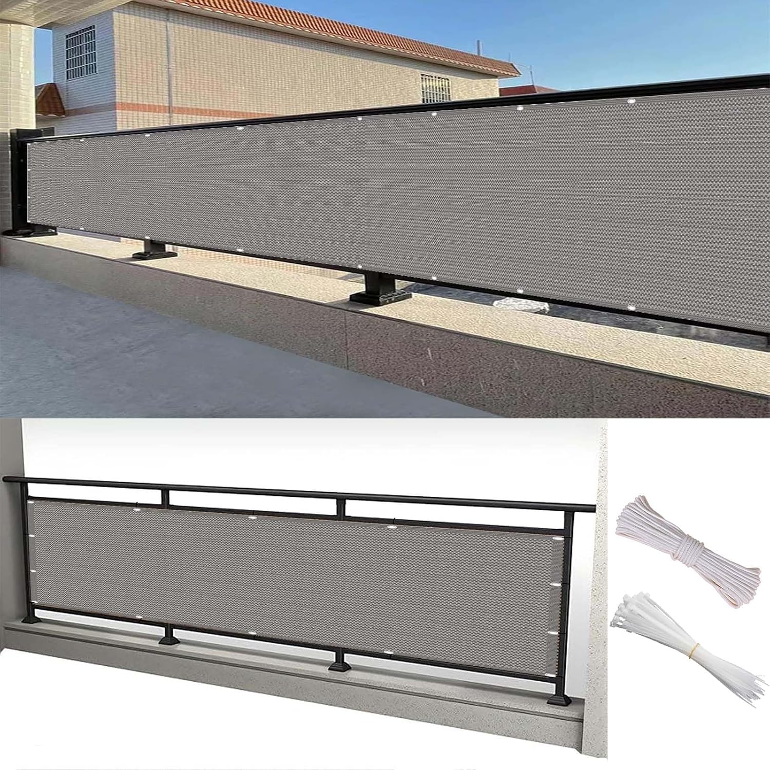Schermo Privacy 90x260 cm Traspirante per Balcone