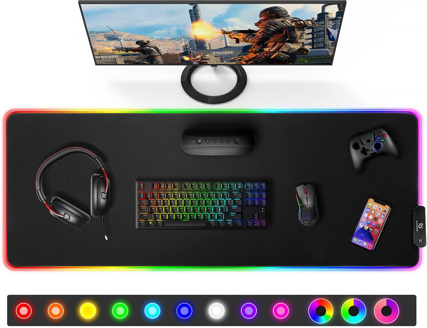 Gimars Mouse Pad RGB 800x300mm, 12 Modalità Luce