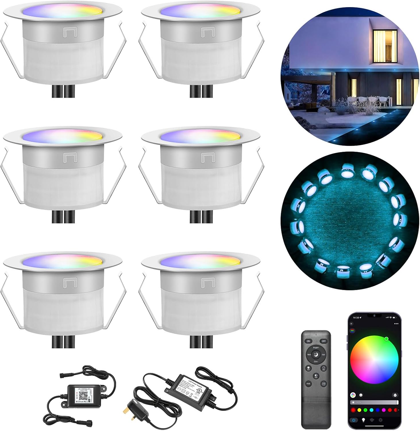 Luci RGBW IP67 WiFi Ø 31 mm, conf. 6 per esterni