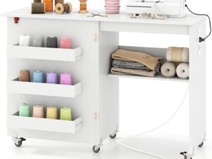 FANTASK Tavolo da cucito pieghevole 2 in 1 con ricarica