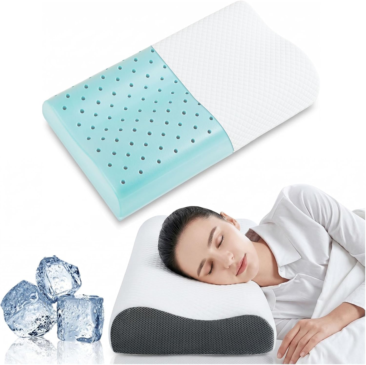 VOYERO Cuscino cervicale Memory Foam con ventilazione