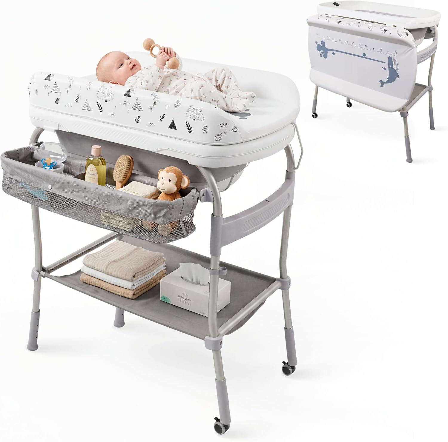 Fasciatoio 2 in 1 Mobiclinic® Trendy con vaschetta bagnetto