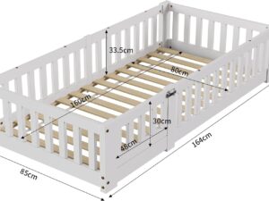 Letto Montessori 80x160 con Barriere e Porta Rimovibile